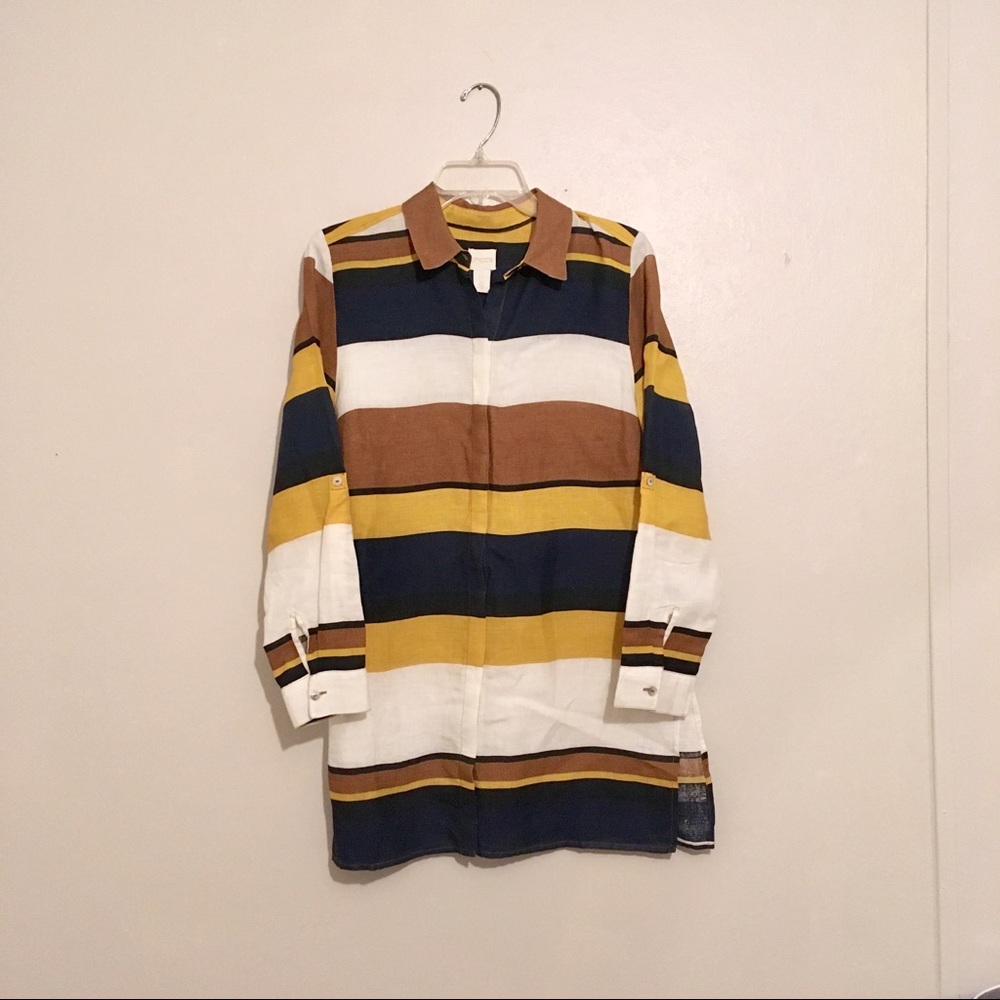 Chico’s tunic style striped button down